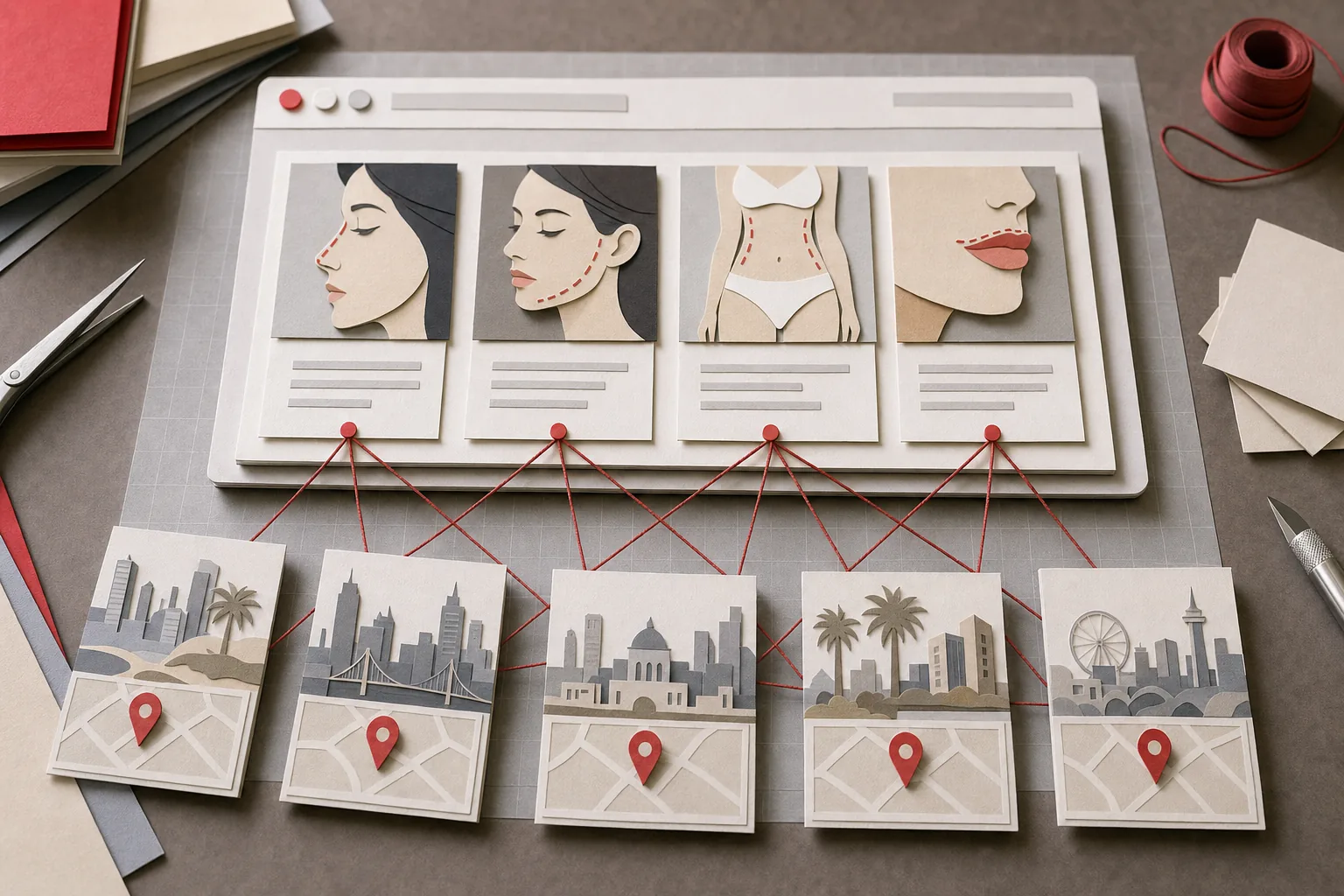 procedure and location keyword map for plastic surgeon SEO.