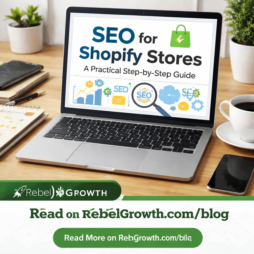 A modern Shopify admin dashboard showing a keyword spreadsheet beside product listings, with colorful sticky notes highlighting long‑tail phrases. Alt: Keyword research spreadsheet for Shopify store SEO