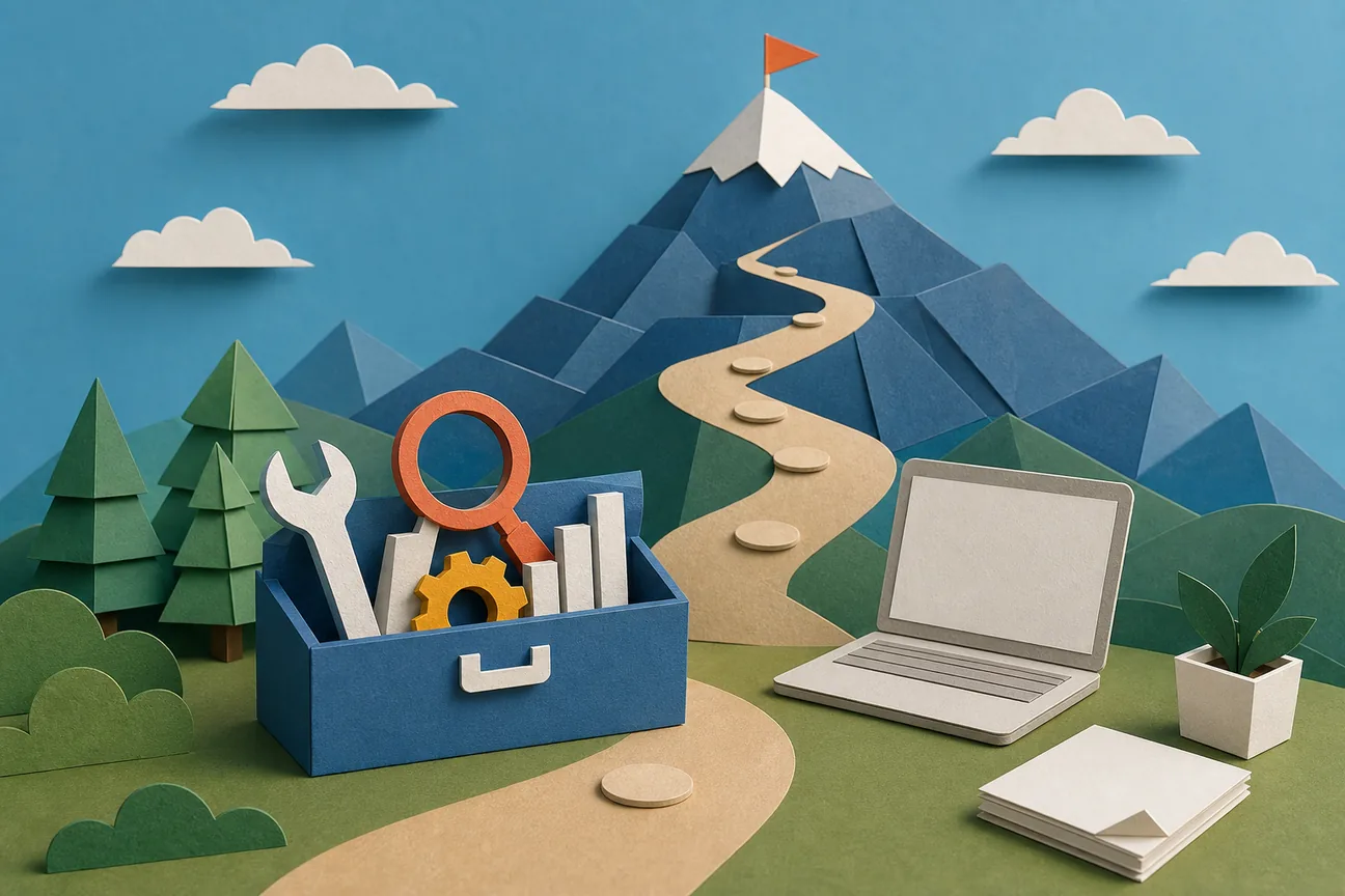 Papercraft illustration of Best SEO Tools for Software Companies: 5 Picks