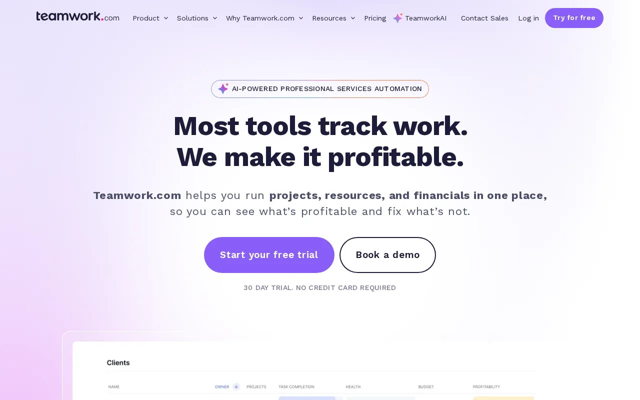 Teamwork.com: visual reference for 6. Teamwork.com, built around billable client work