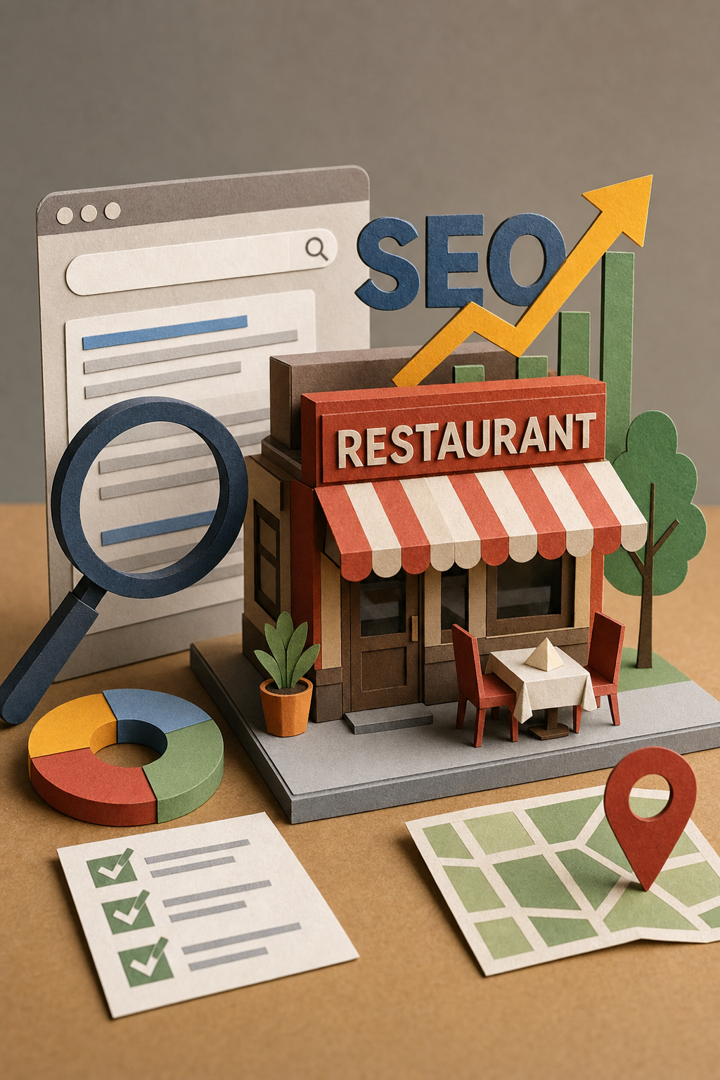 A photorealistic image related to seo-services-for-restaurants. Alt: seo-services-for-restaurants