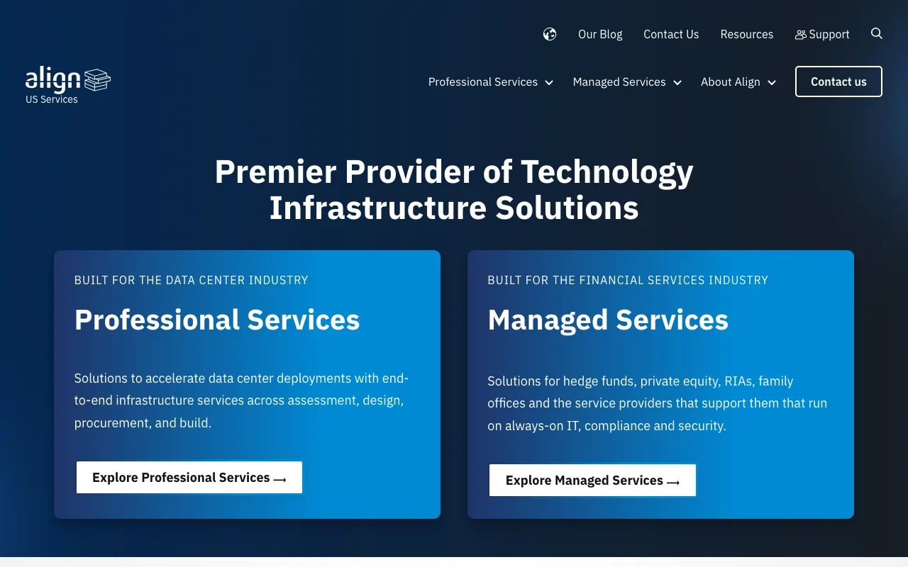 Screenshot of the Align website