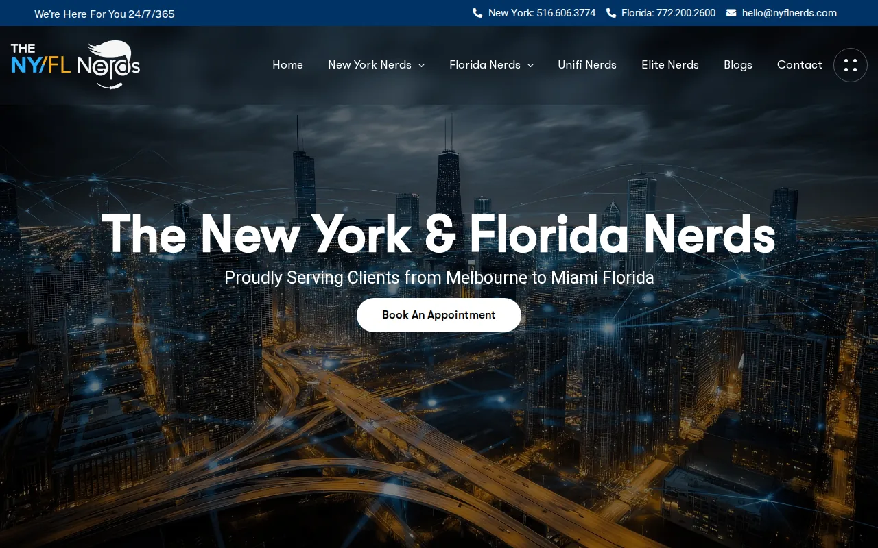 Screenshot of the NY/FL Nerds website
