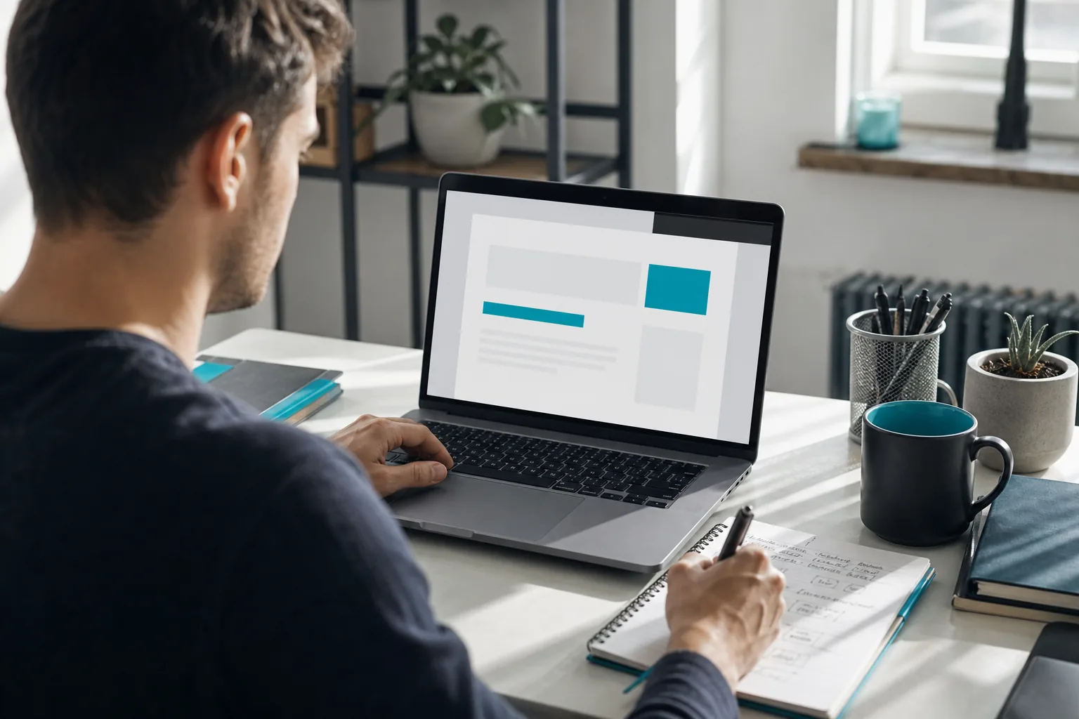 Freelancer customizing a service proposal template to match a client’s project.