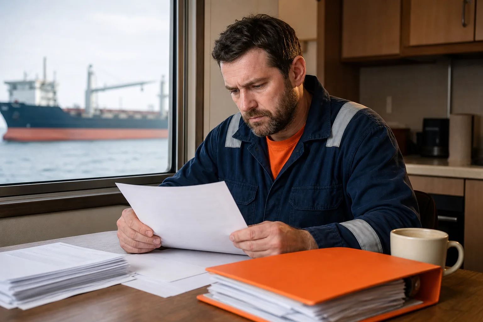 maritime injury claim documents and worker reviewing legal deadlines.