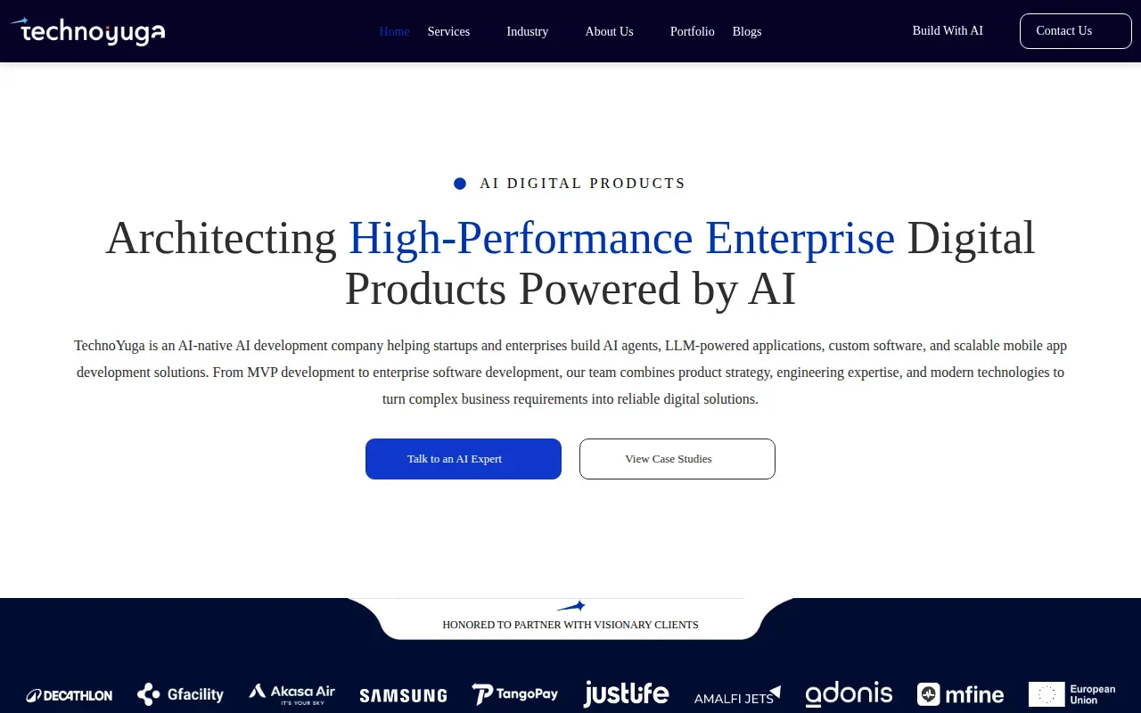 Screenshot of the Technoyuga Soft website