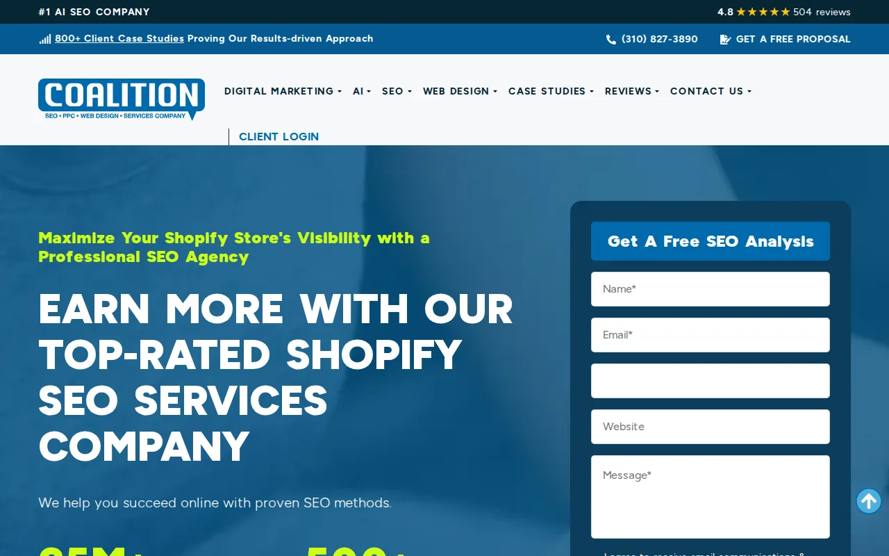 Screenshot of the Coalition Technologies website