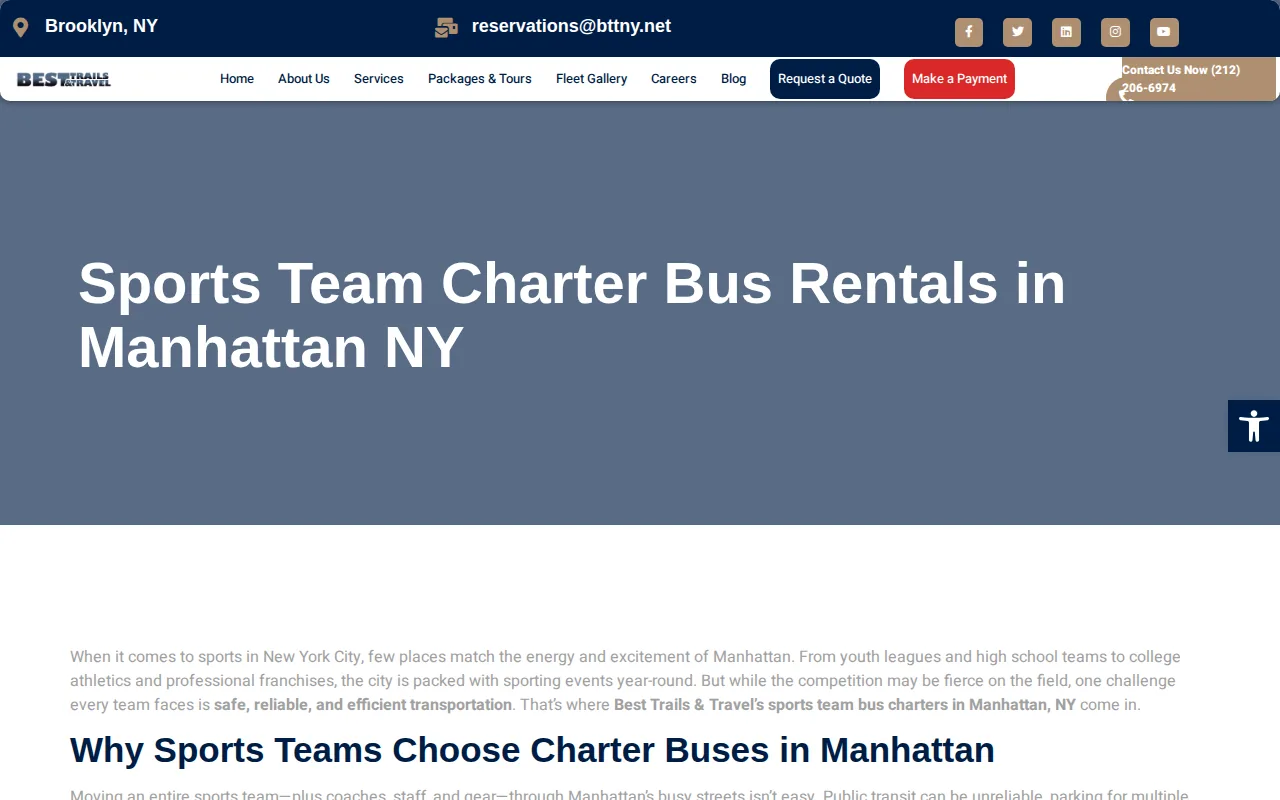 Screenshot of the Best Trails & Travel website