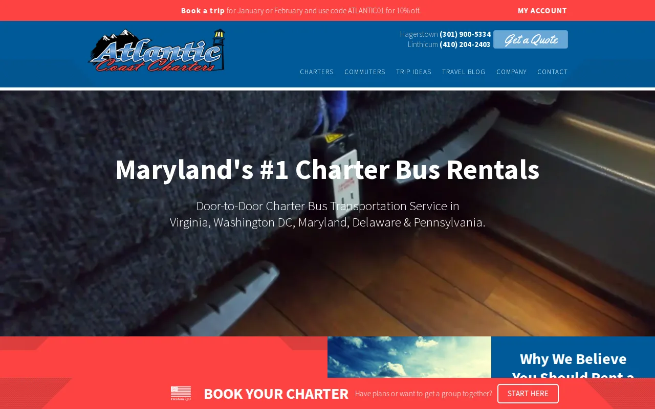 Screenshot of the Atlantic Coast Charters website