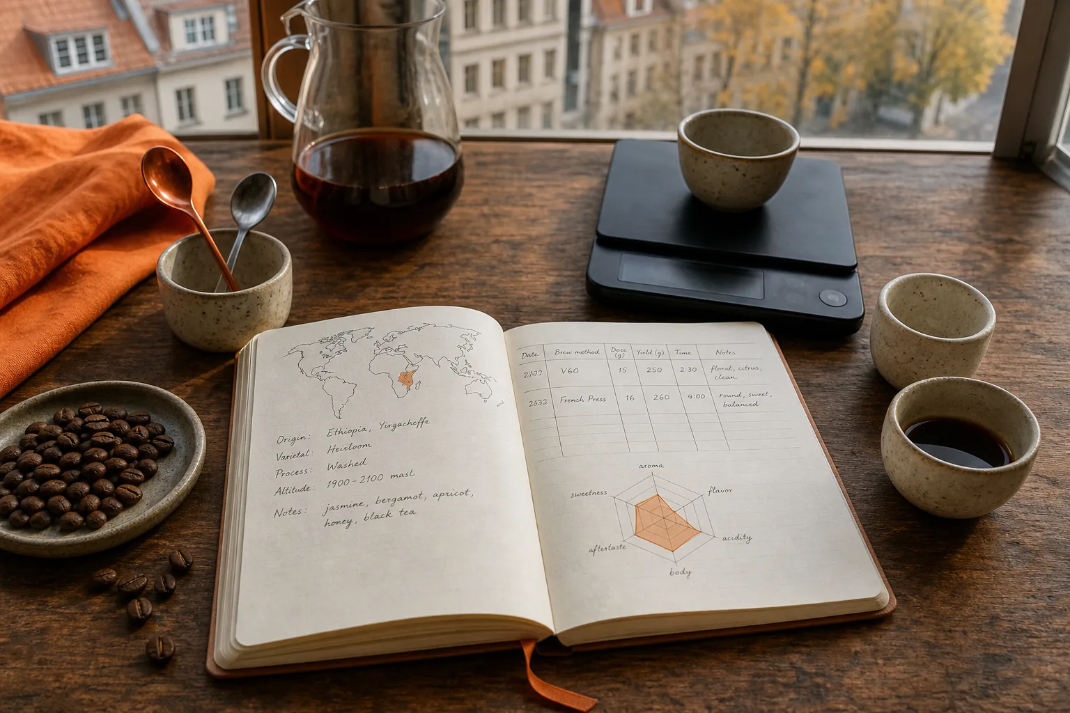 tracking tasting notes for a single origin coffee subscription