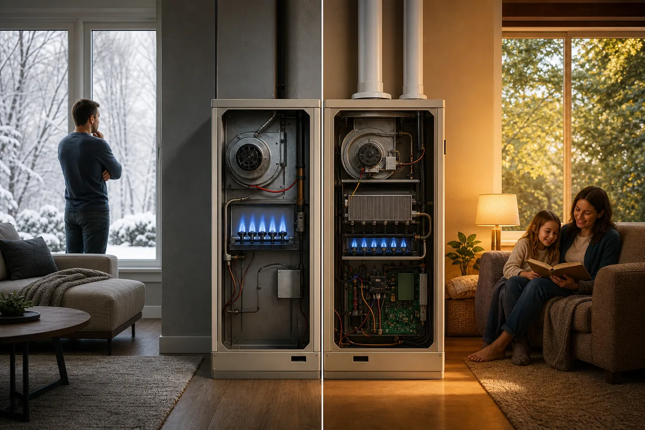 Editorial illustration for Best Single Stage vs Two Stage Furnace Options