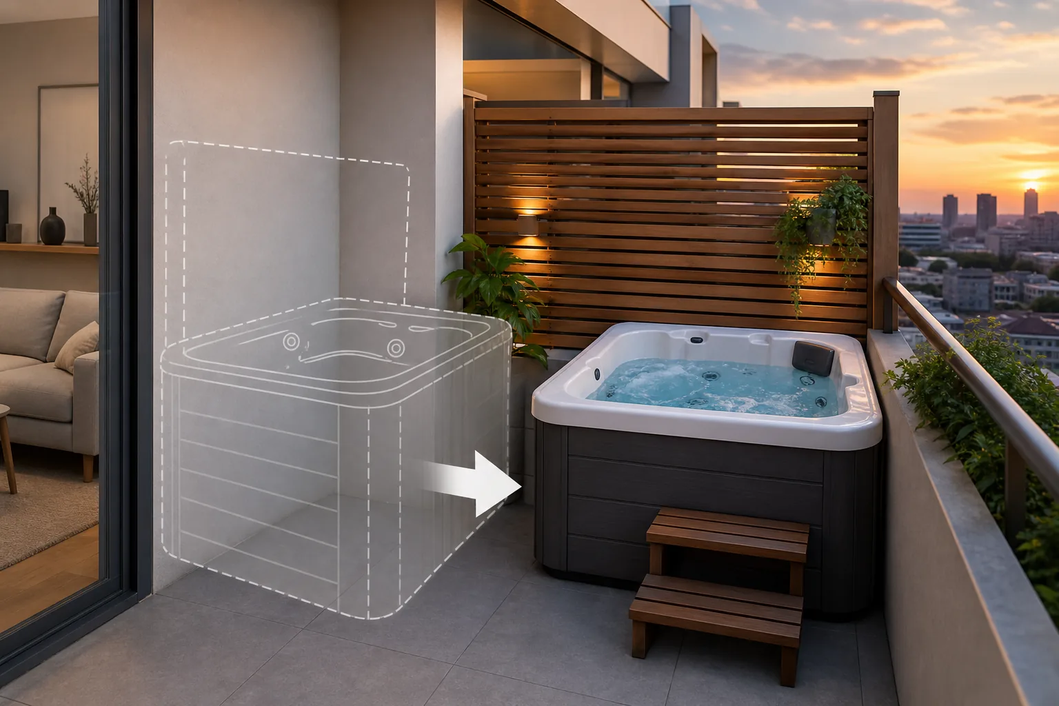 Jetsetter: visual reference for 3. Jetsetter , Space‑Saving Acrylic Hot Tub