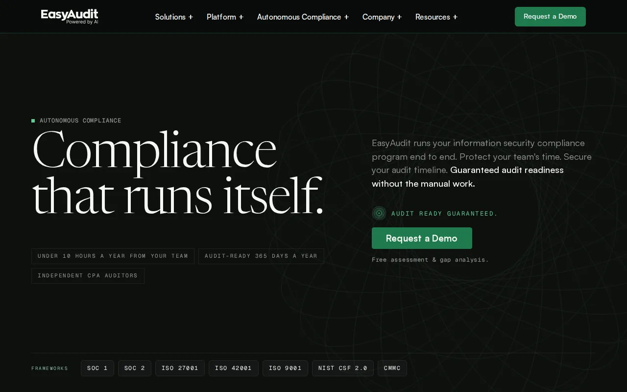 Screenshot of the Easy Audit website