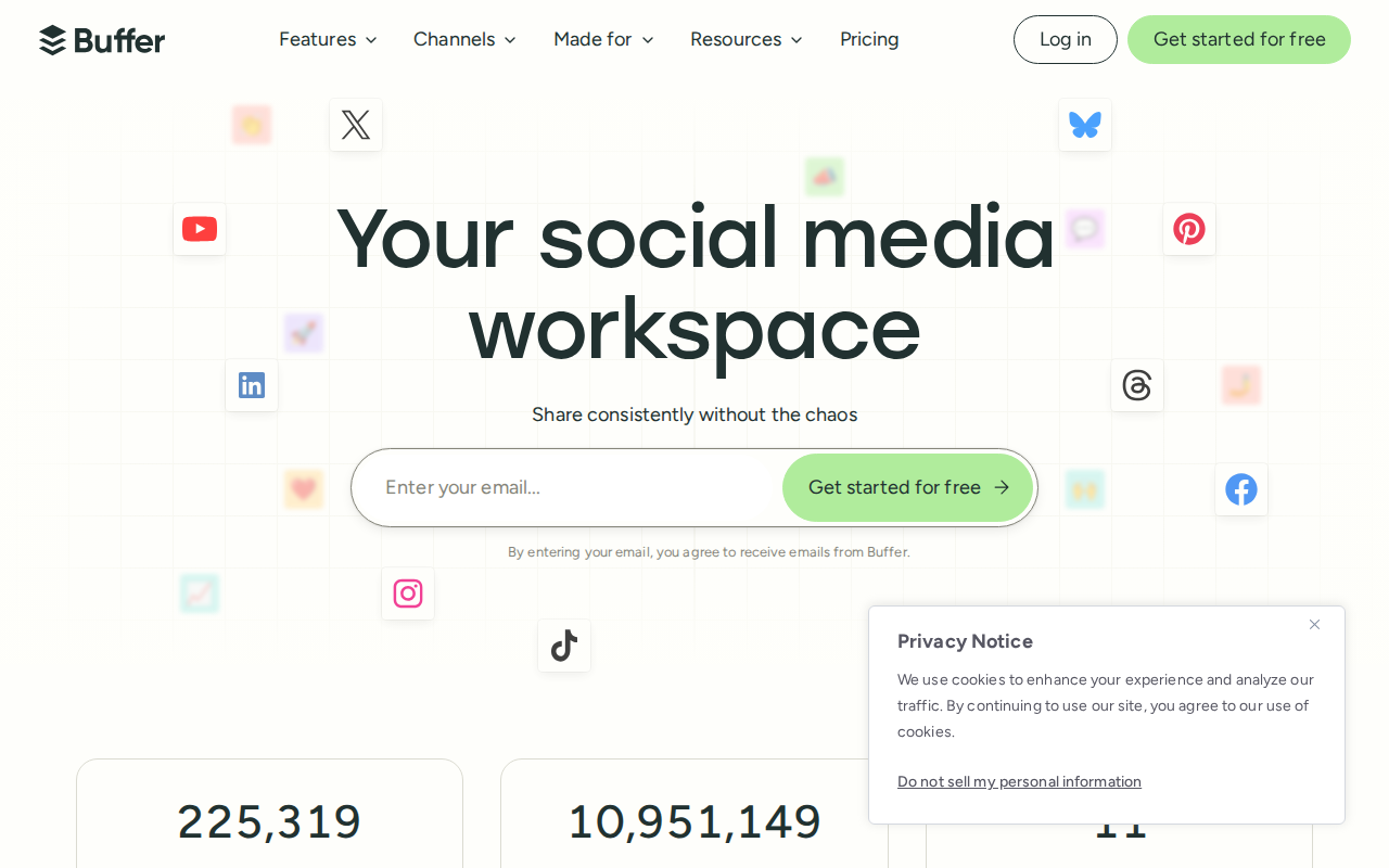 Buffer homepage screenshot