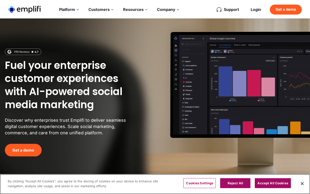 Socialbakers homepage screenshot