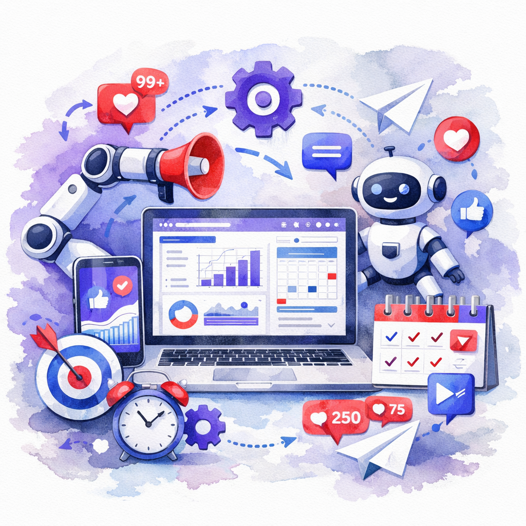 A photorealistic image related to social-media-automation-tools. Alt: social-media-automation-tools