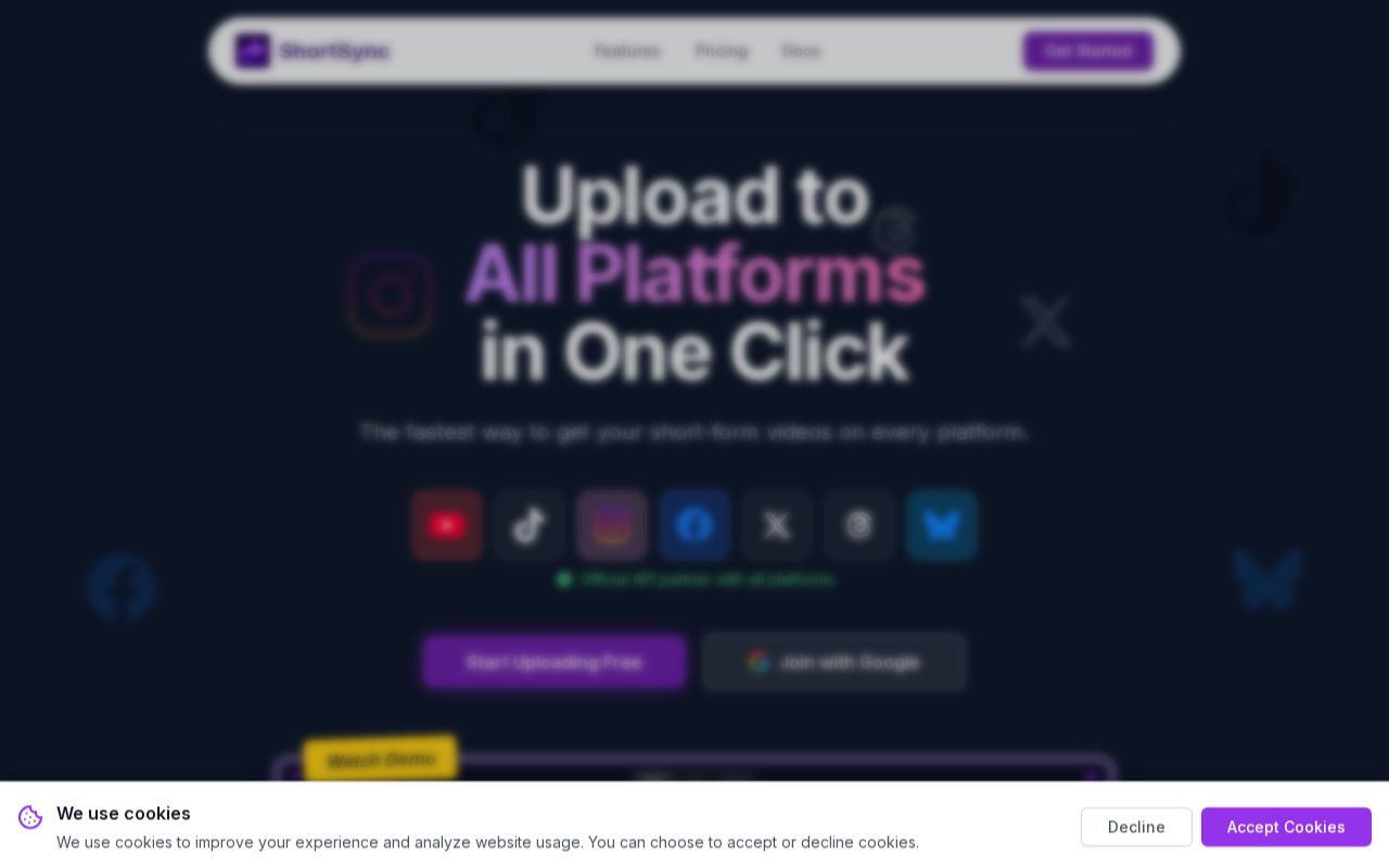 ShortSync homepage screenshot