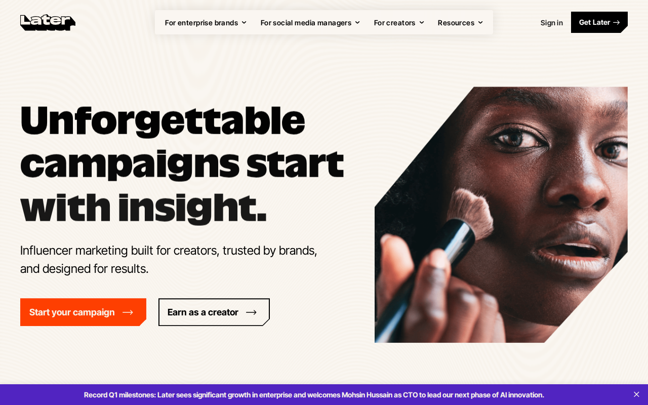 Later homepage screenshot