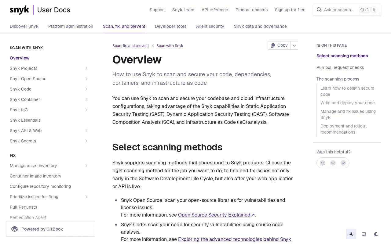Screenshot of the Snyk website