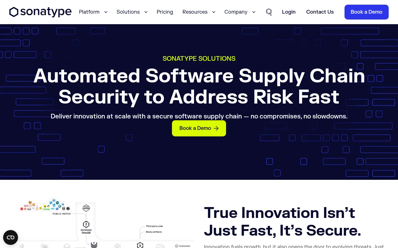 Screenshot of the Sonatype website