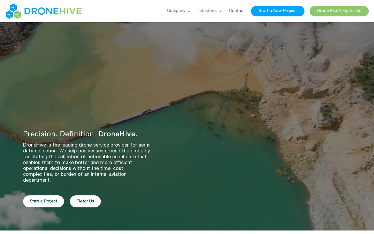 Screenshot of the DroneHive website