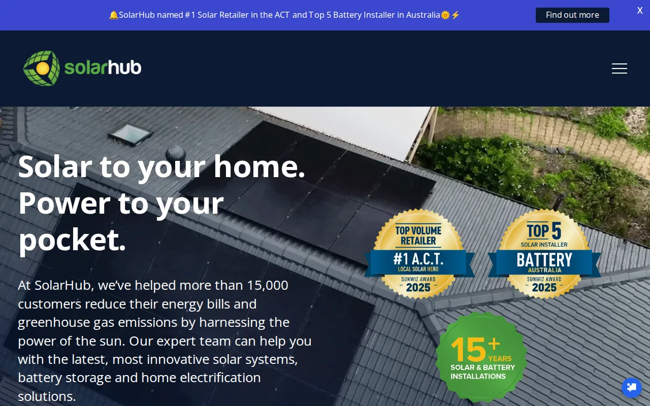 Screenshot of the SolarHub website