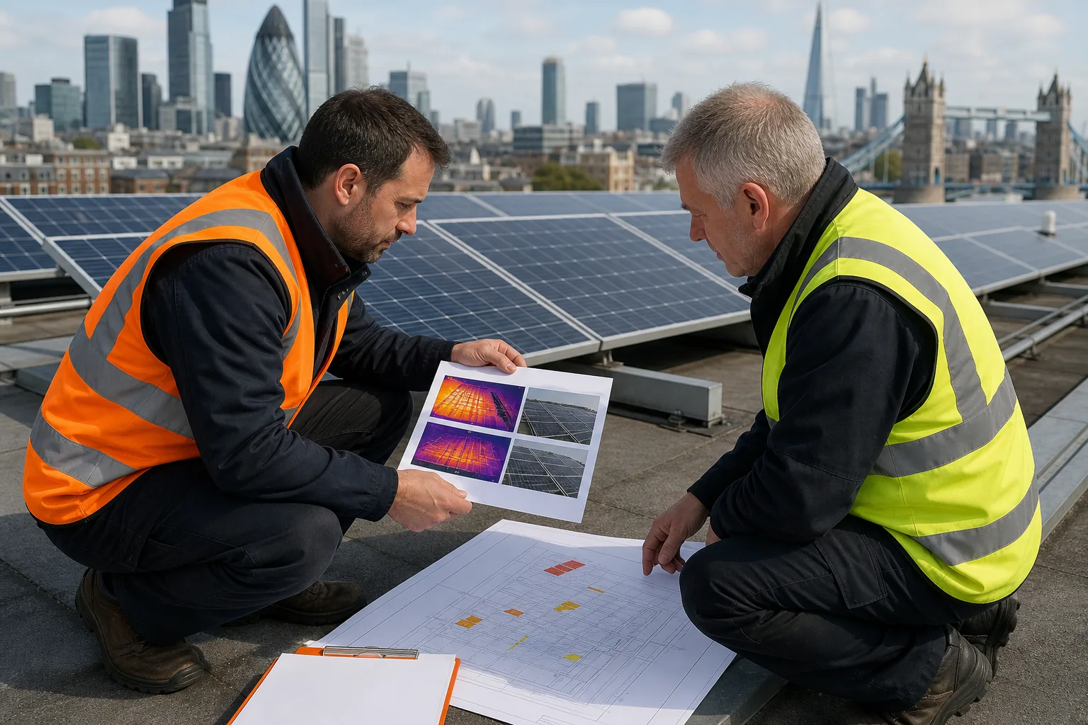 Solar PV inspection report used to prioritise and verify repairs.