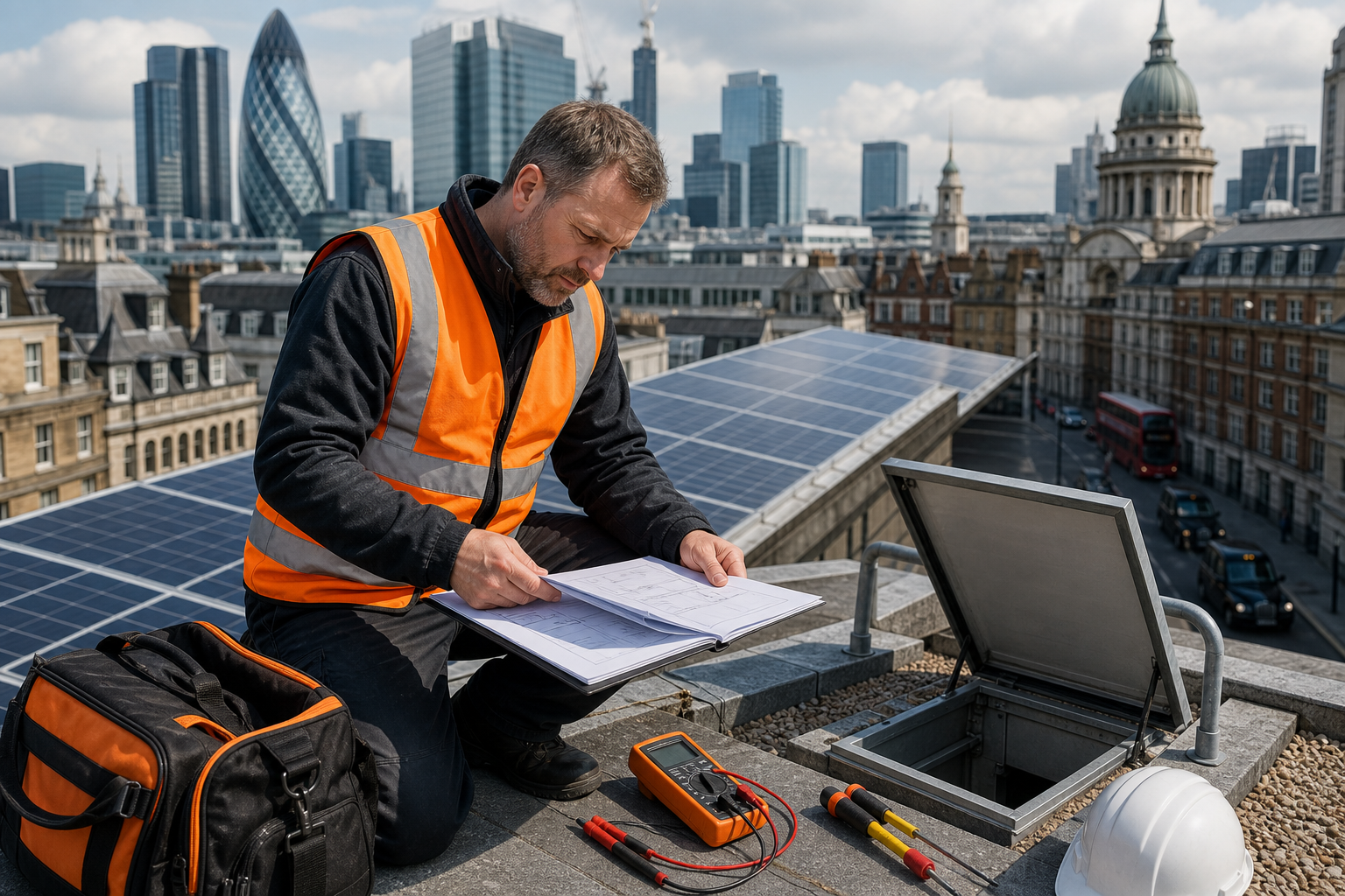 solar panel testing site preparation and electrical safety inspection