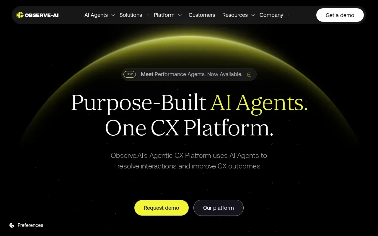 Screenshot of the Observe.AI website