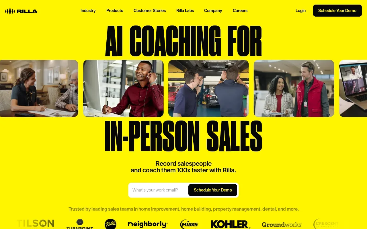 Screenshot of the Rilla website