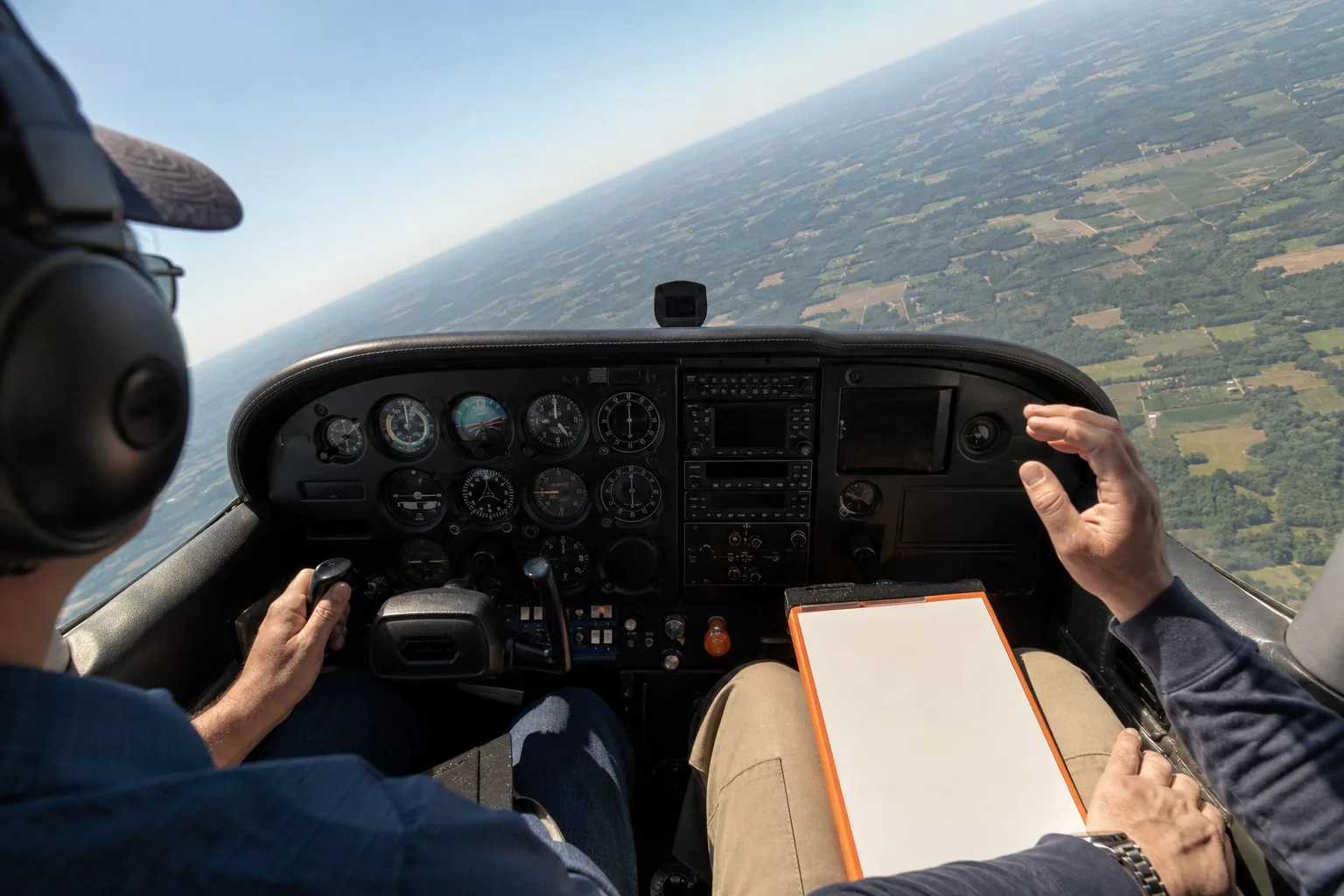 aircraft spin training and stall awareness lesson in a small training airplane.
