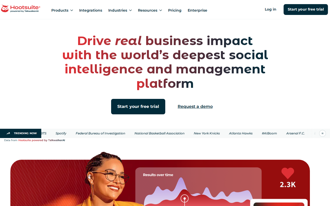 Hootsuite homepage screenshot