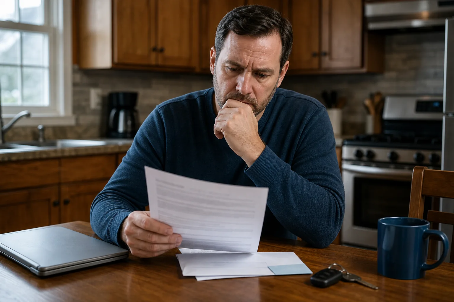 Illinois driver reviewing an insurance notice before arranging an SR-22 filing in Peoria.