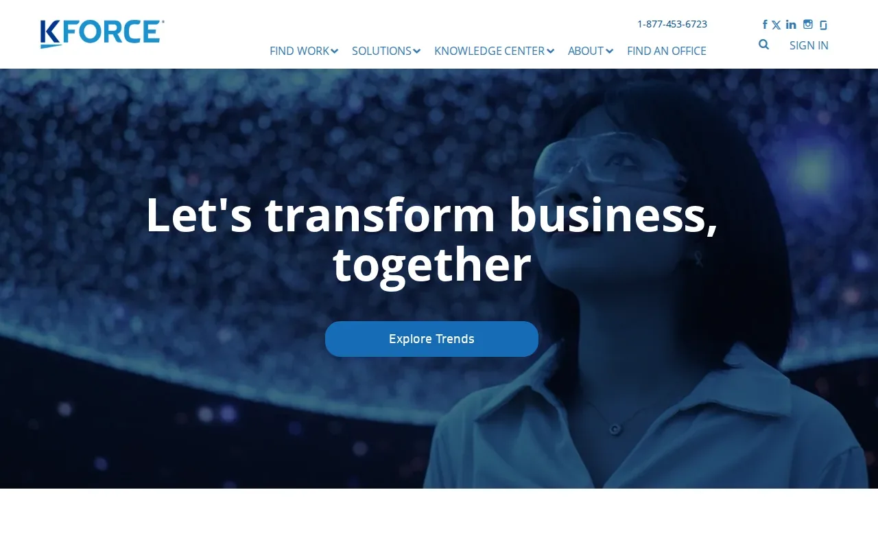 Screenshot of the Kforce website