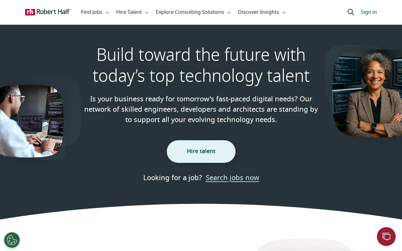 Screenshot of the Robert Half Technology website
