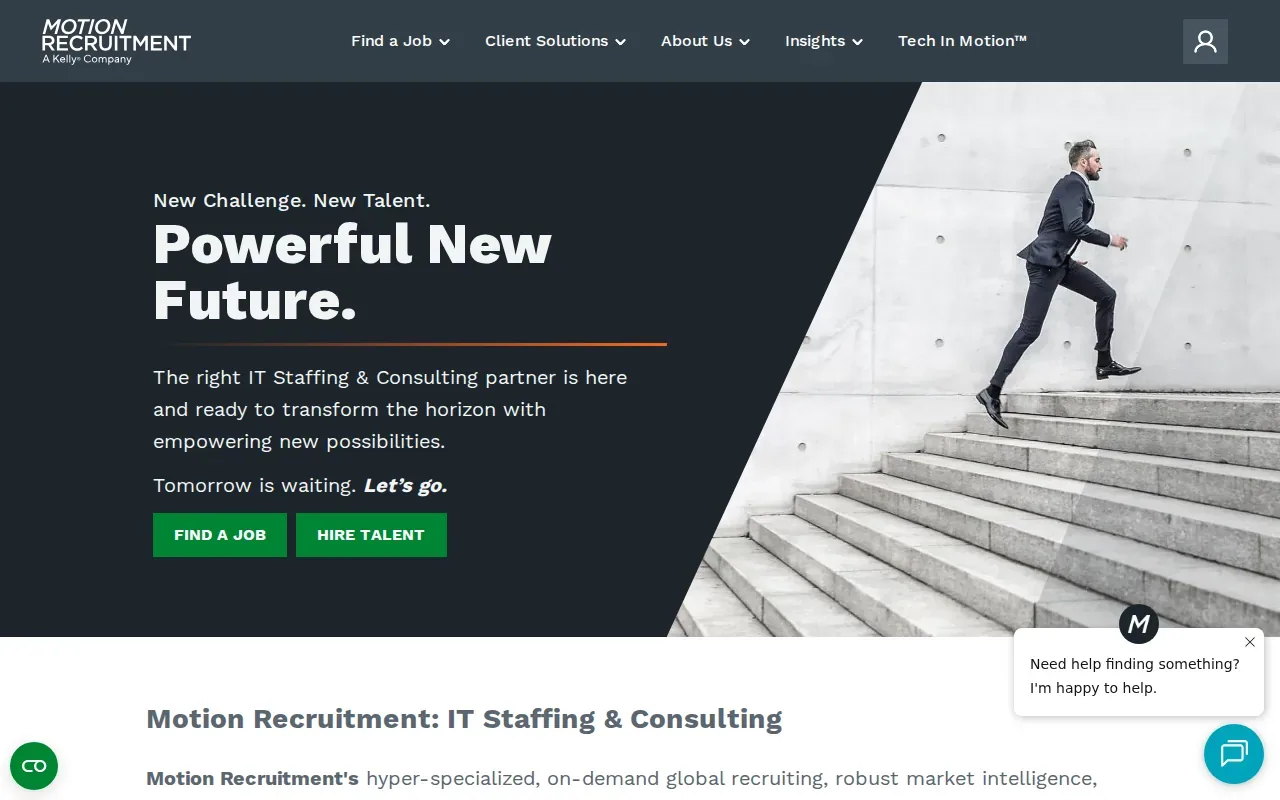 Screenshot of the Motion Recruitment website