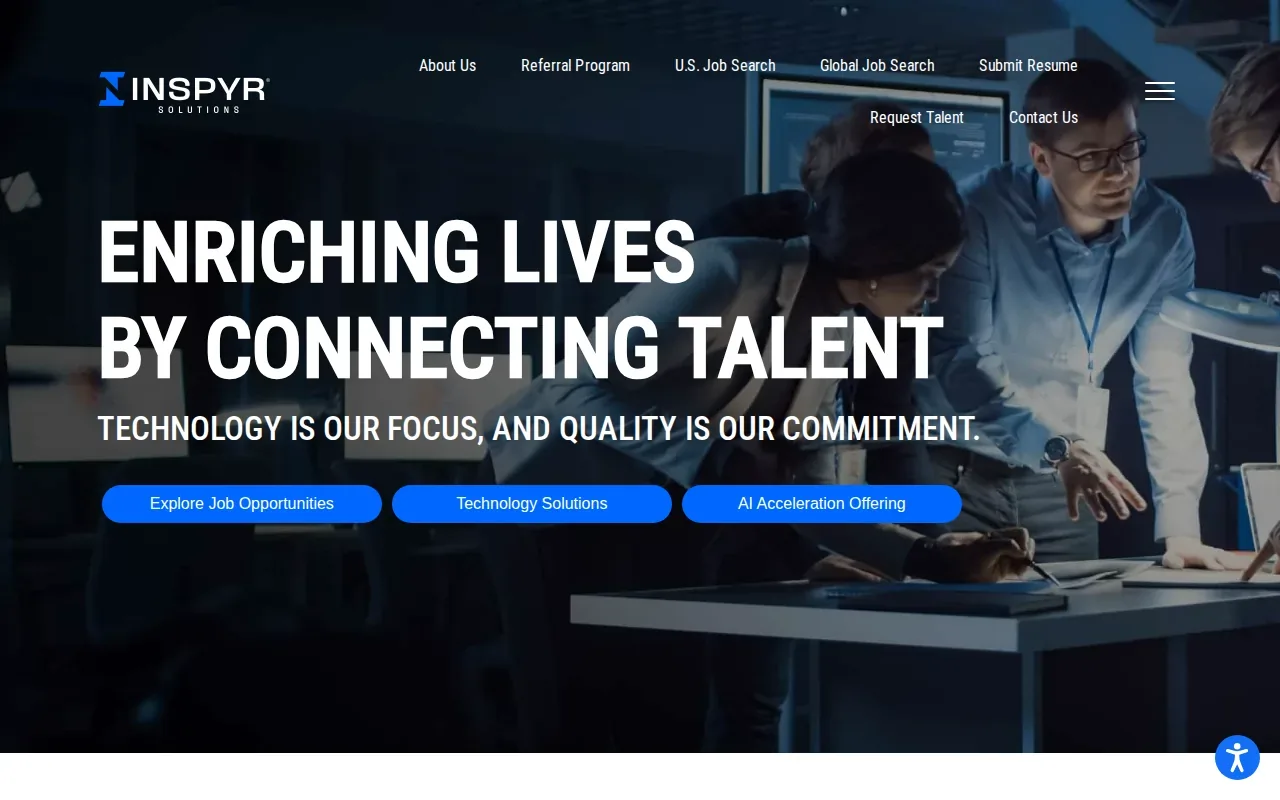 Screenshot of the INSPYR Solutions website
