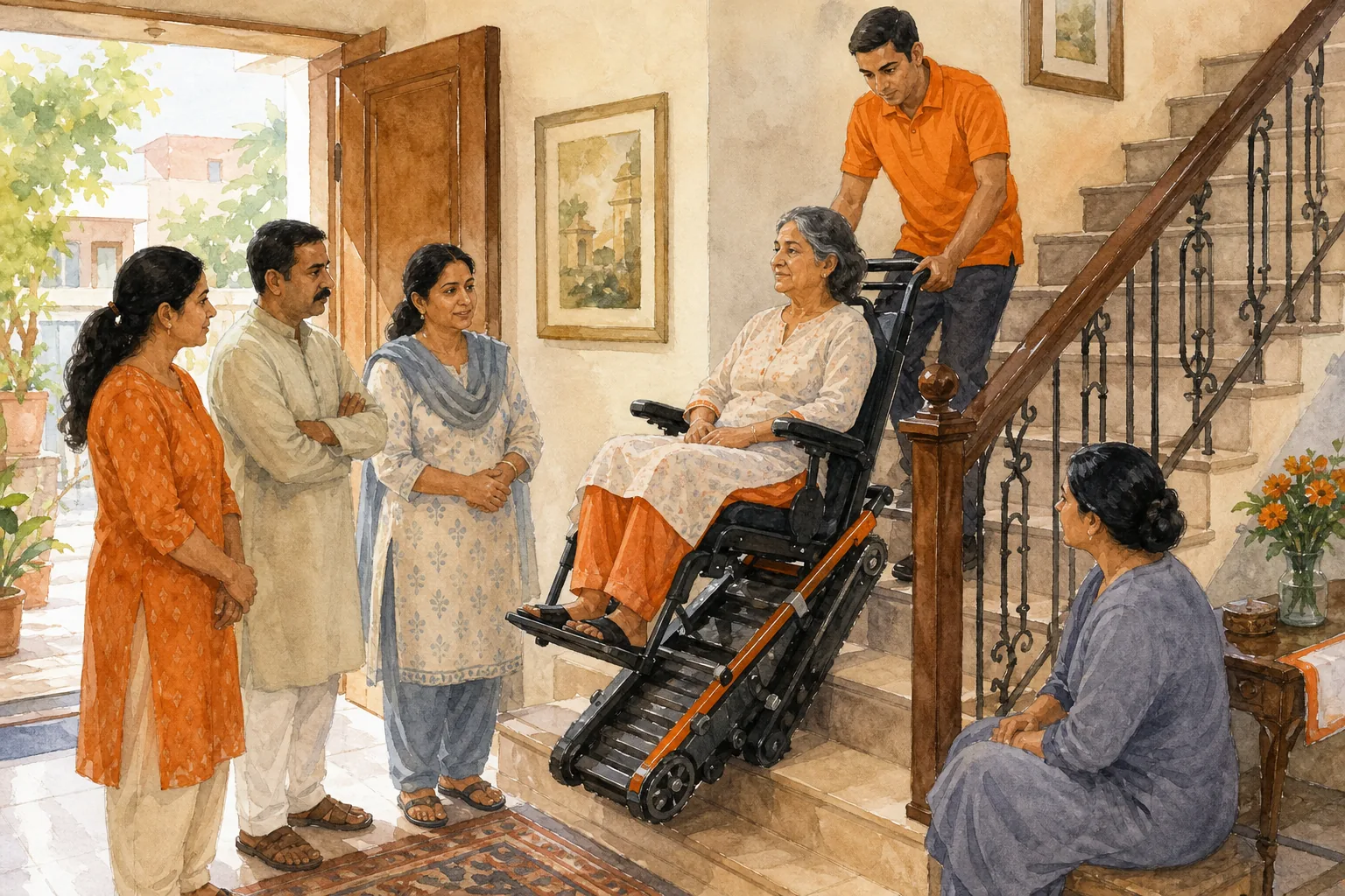 Caregiver training for safe stair-climbing wheelchair use at home.