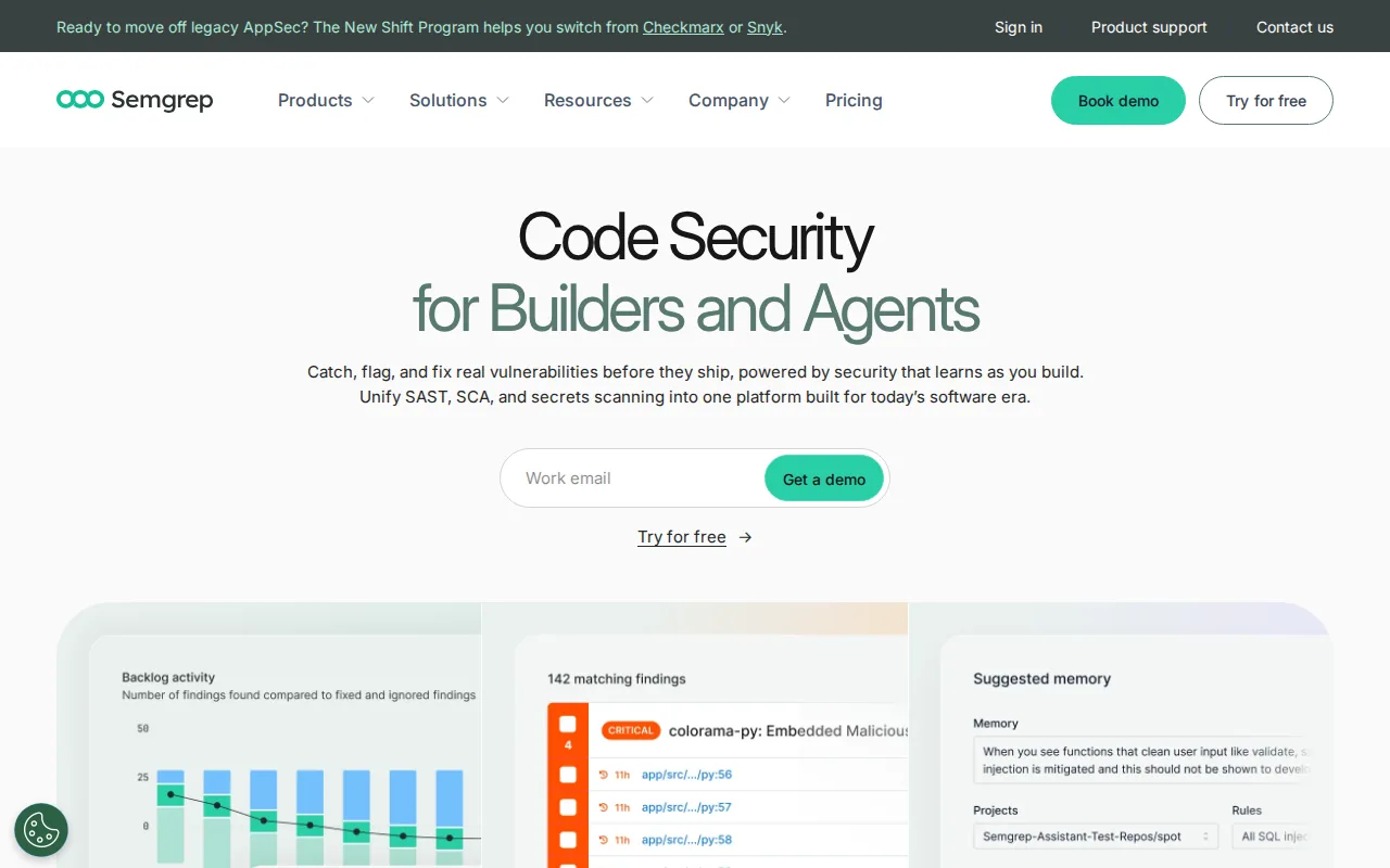 Screenshot of the Semgrep website