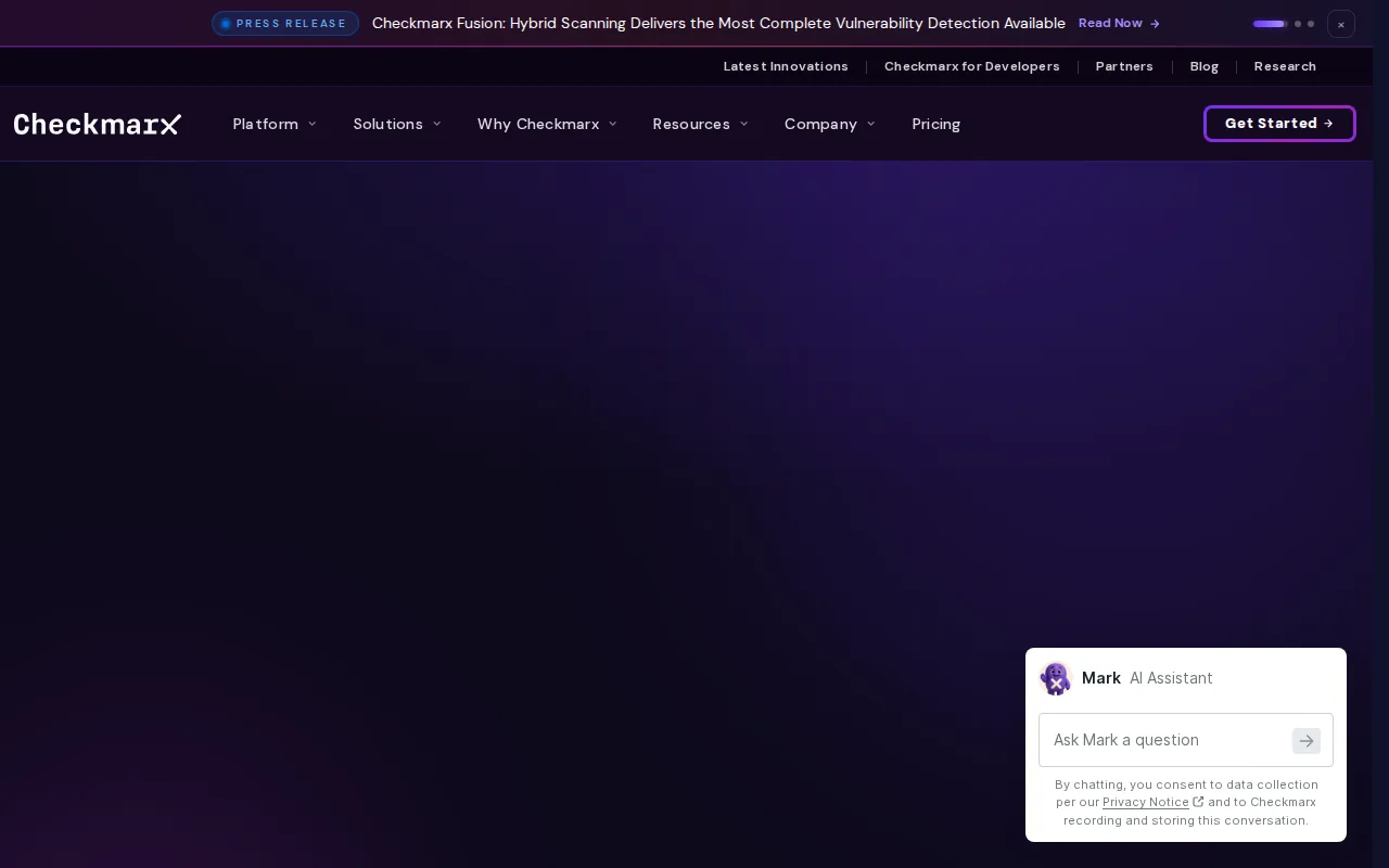 Screenshot of the Checkmarx website