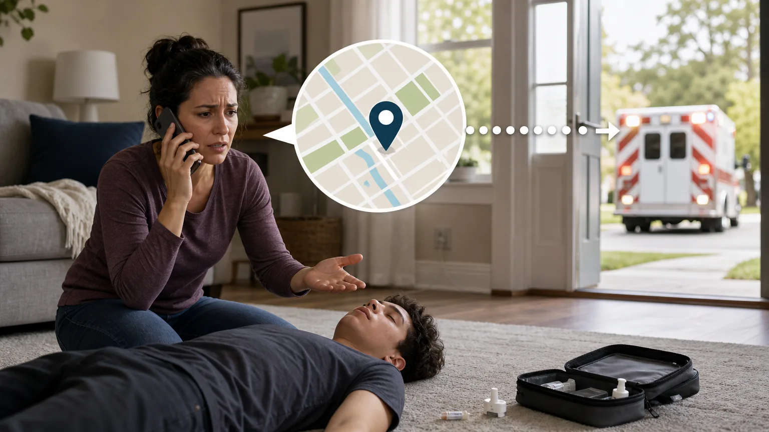 10 Critical Steps for Naloxone Administration for Families 2 Call 911 Immediately and Share Your Location: visual reference for 2. Call 911 Immediately and Share Your Location