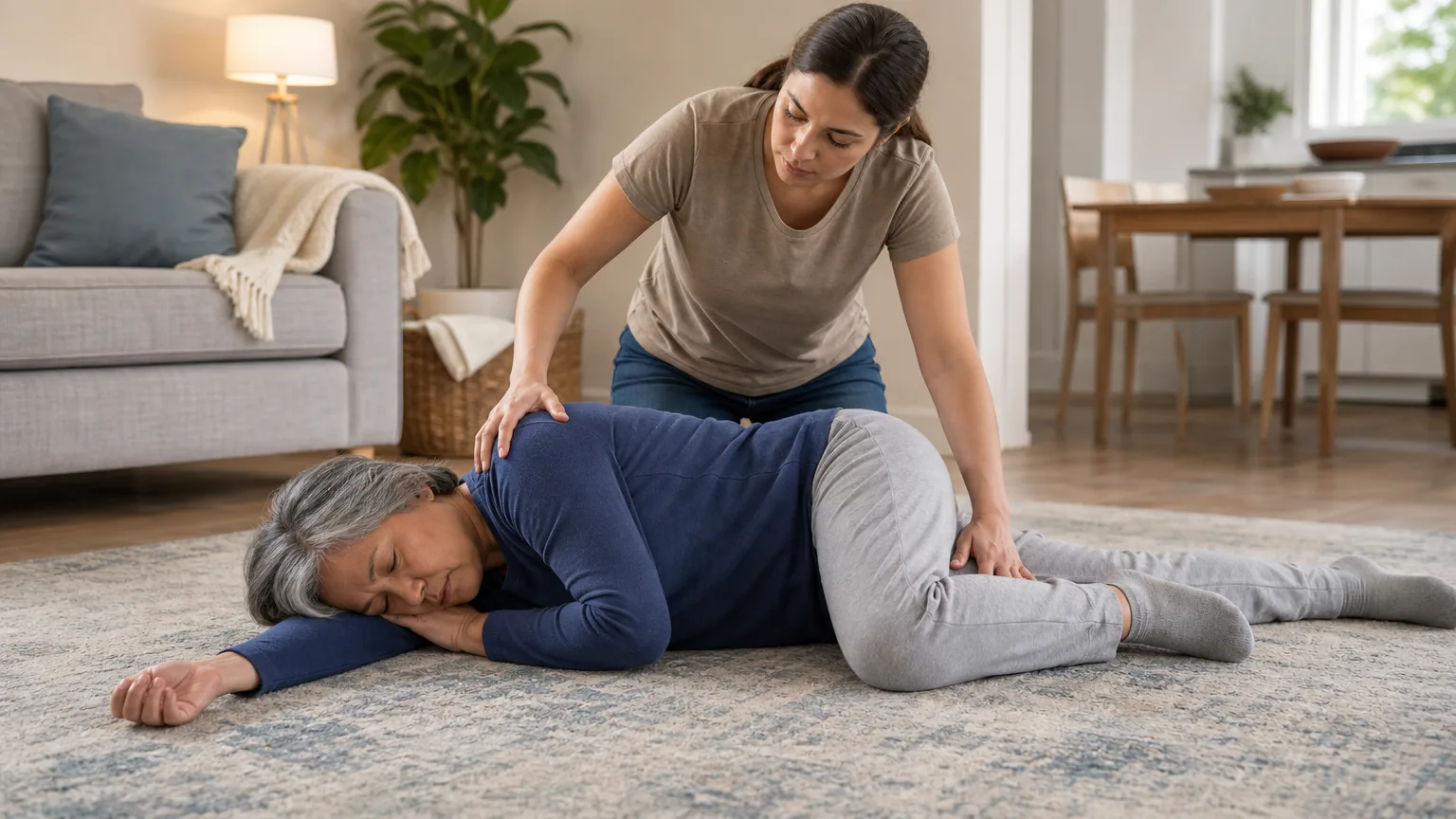 10 Critical Steps for Naloxone Administration for Families 7 Place the Person in the Recovery Position: visual reference for 8. Place the Person in the Recovery Position