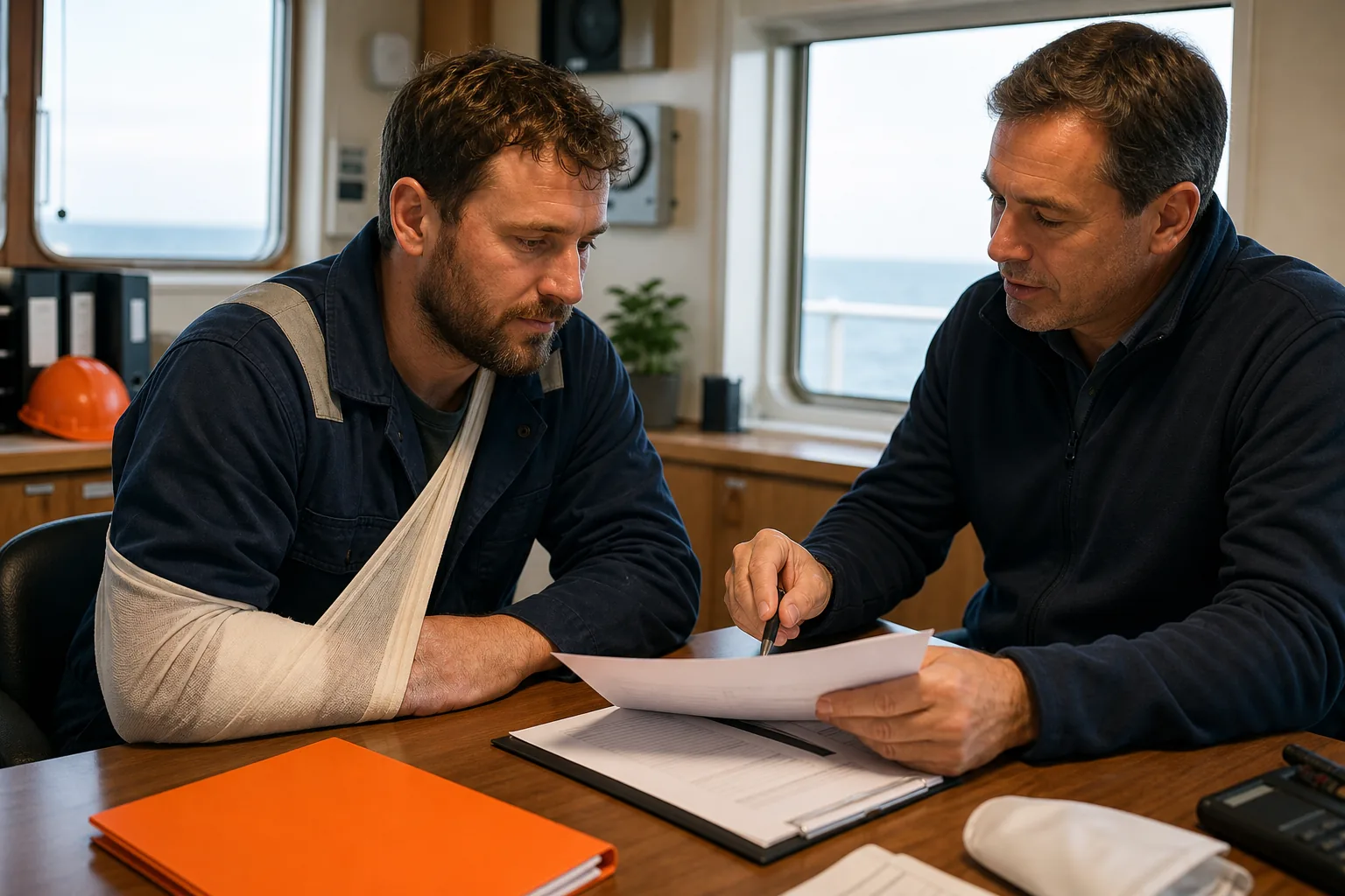 Maritime worker planning recovery and a safe return to work after an injury.