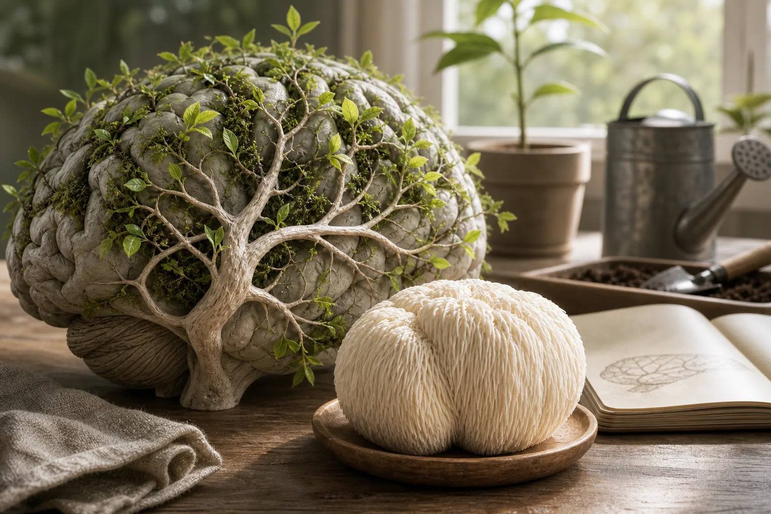 Lion's Mane Mushroom: visual reference for 4. Lion's Mane Mushroom , Long-Term Neuroplasticity Support