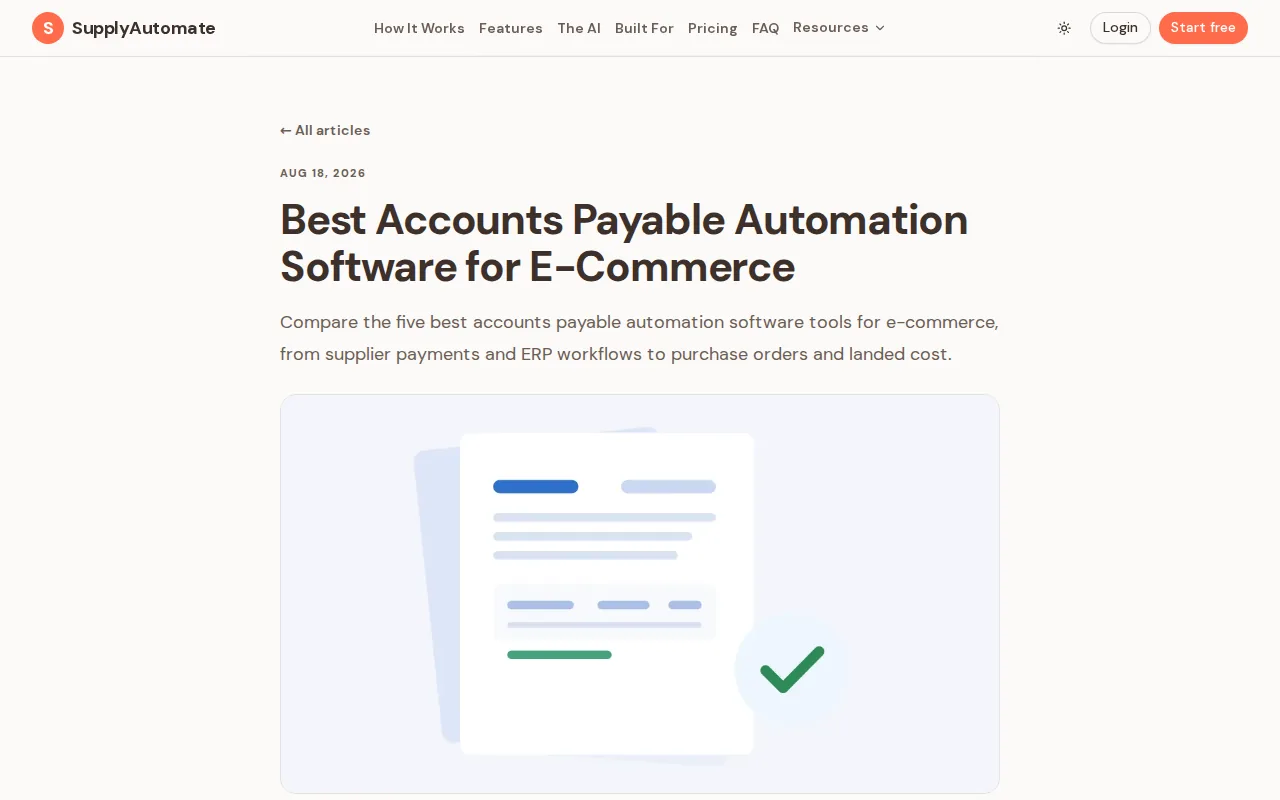Screenshot of the SupplyAutomate website