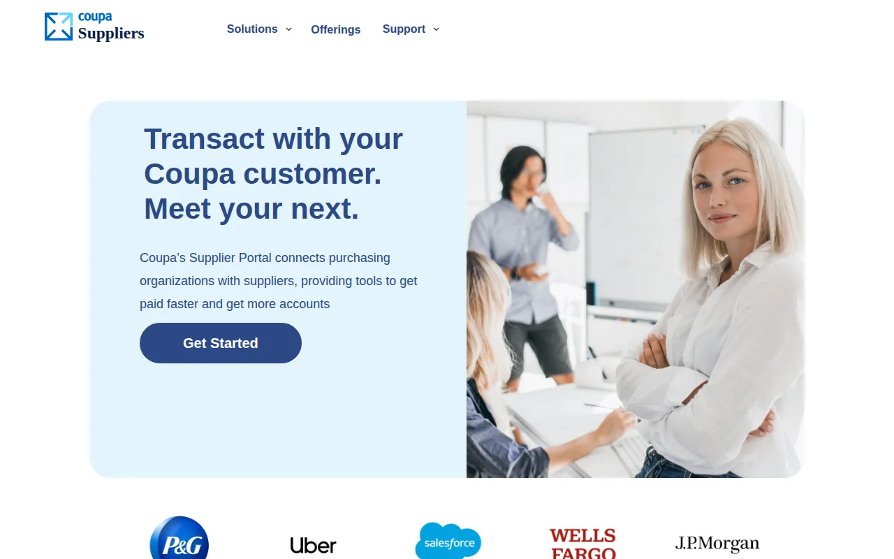Screenshot of the Coupa website