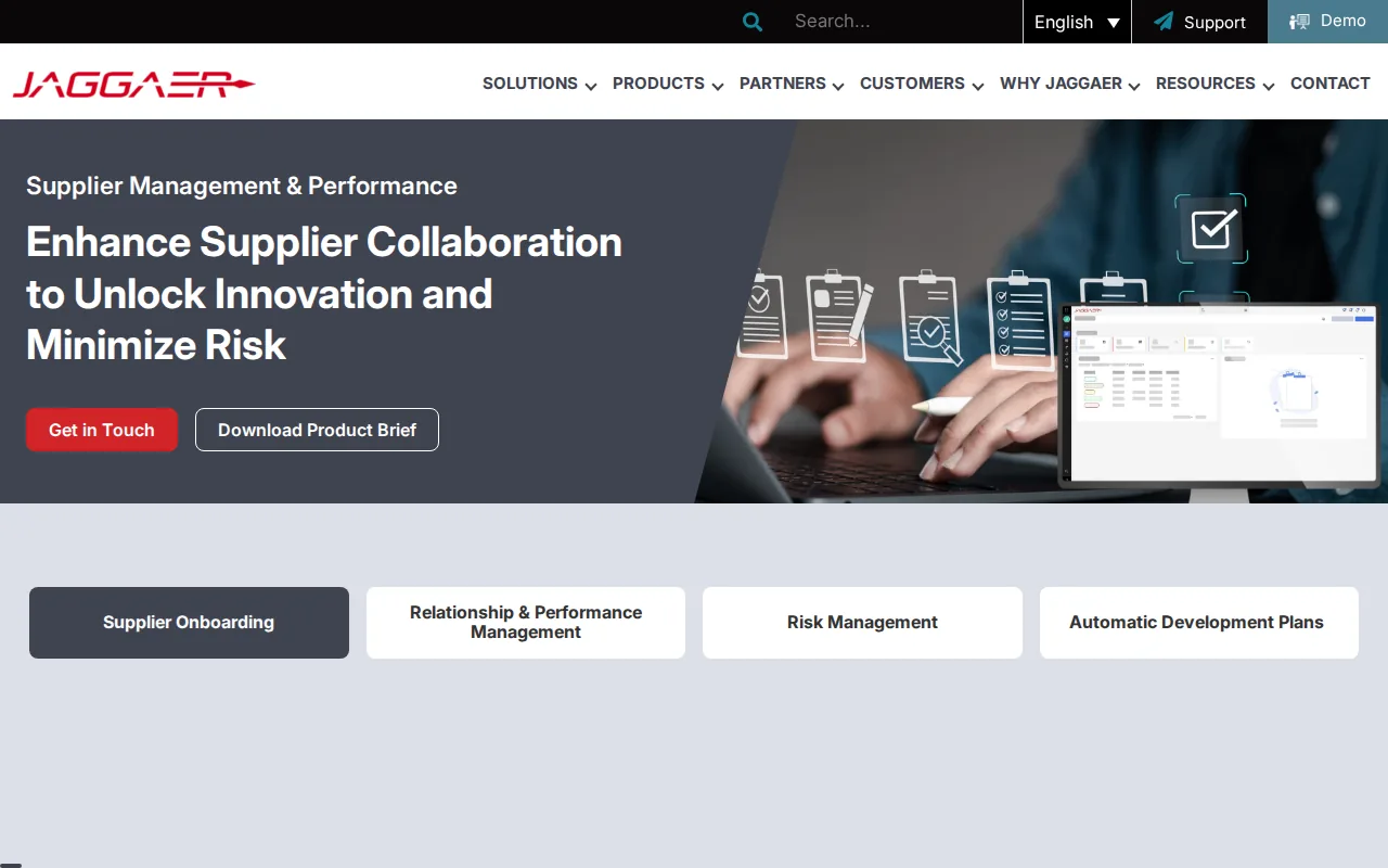 Screenshot of the Jaggaer website