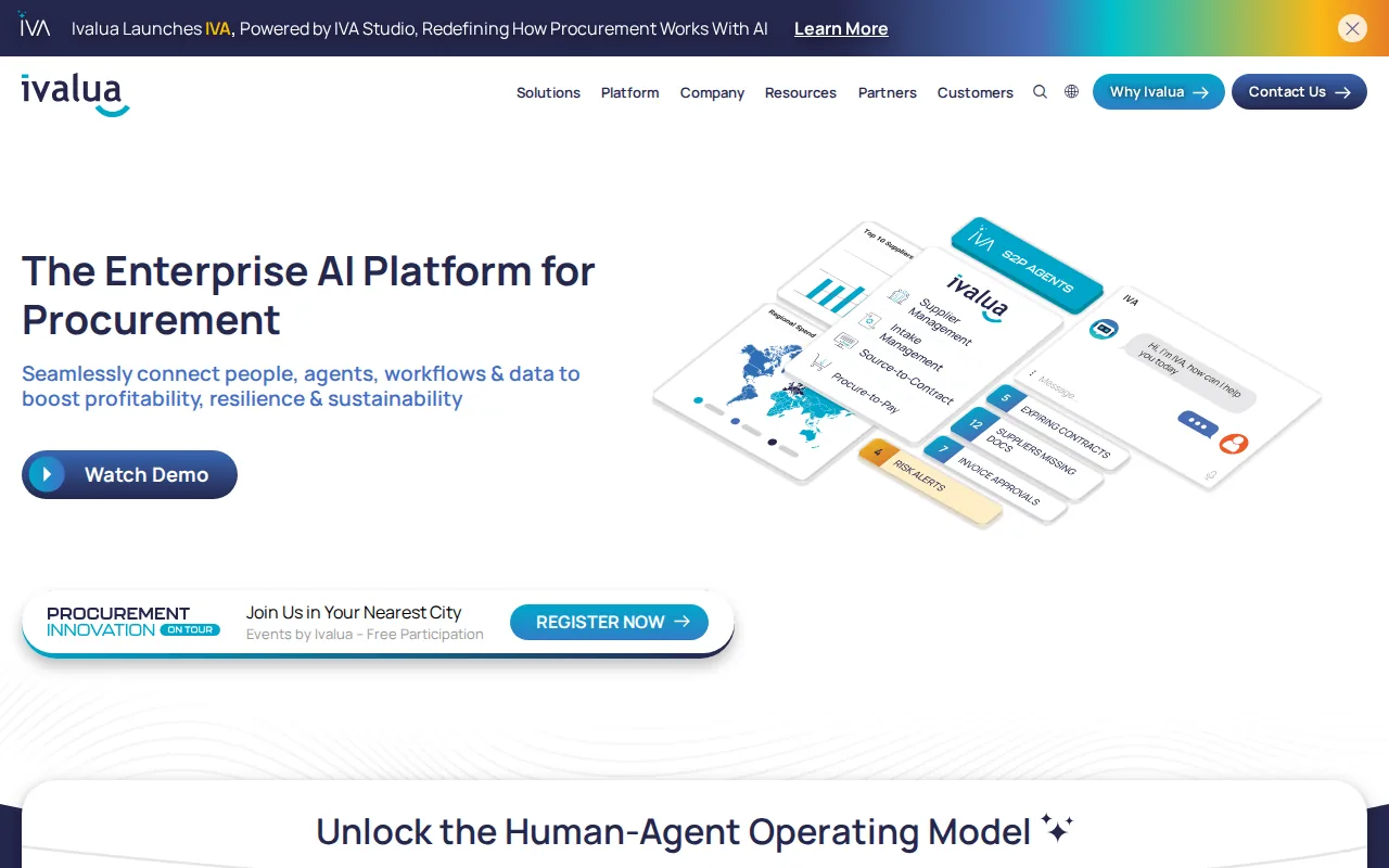 Screenshot of the Ivalua website