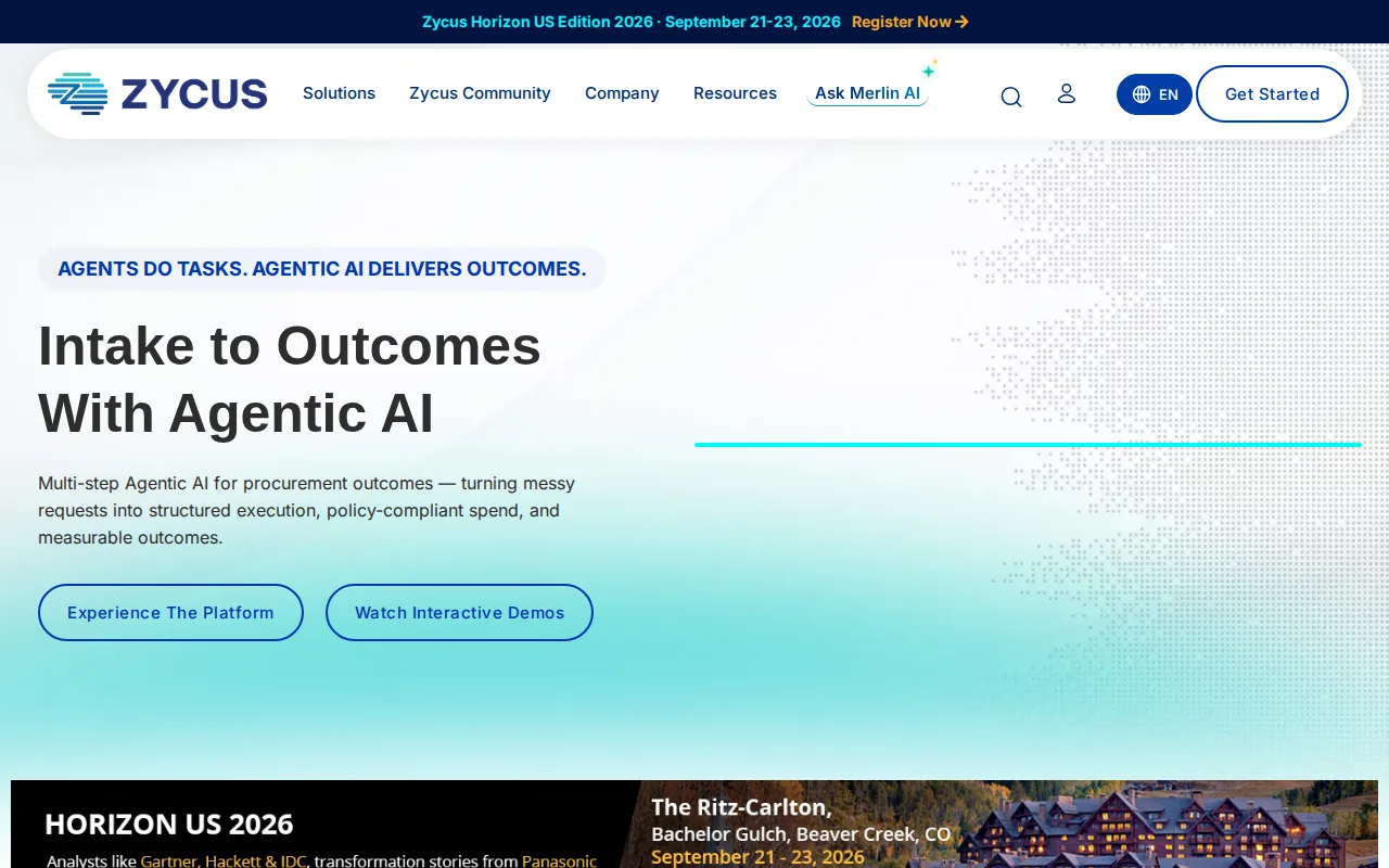 Screenshot of the Zycus website