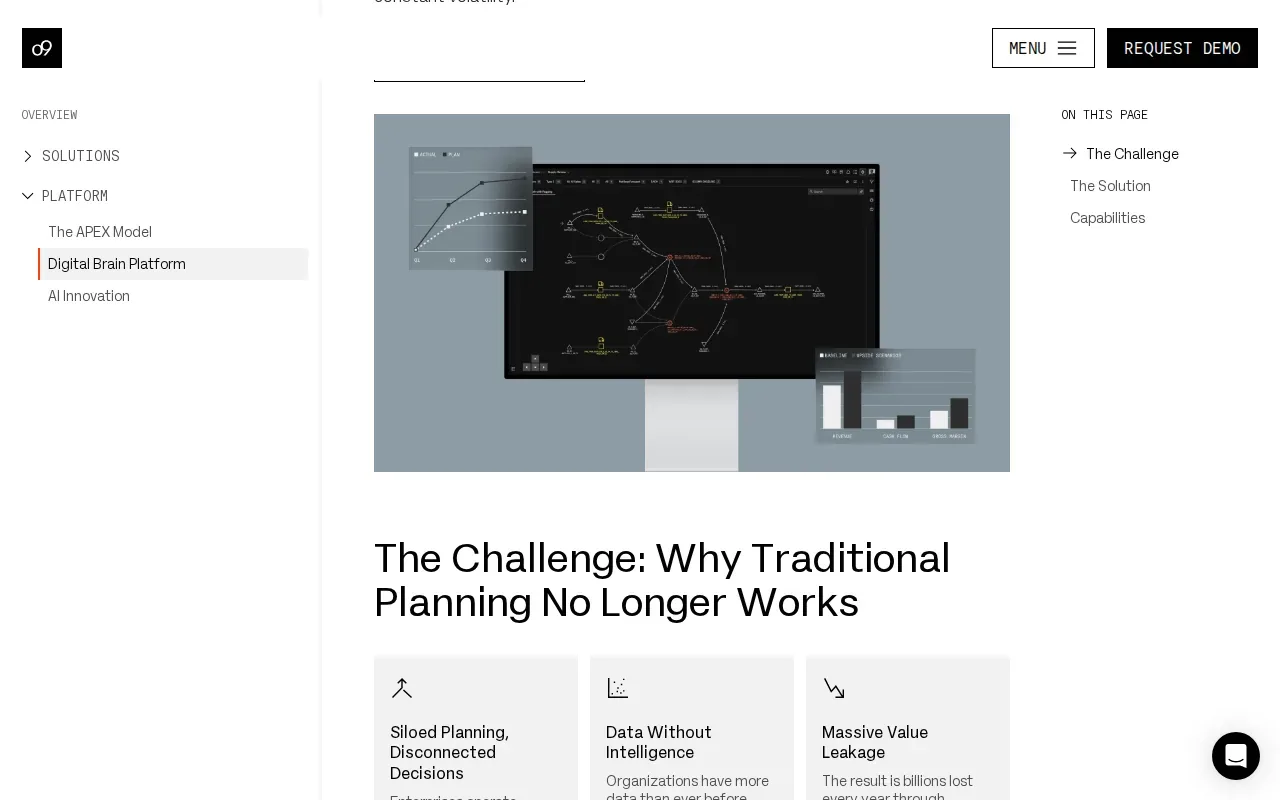 Screenshot of the o9 Digital Brain by o9 Solutions website